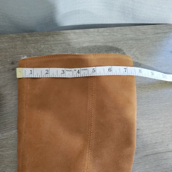 Caslon Mimmo Knee-High Boot Tan genuine suede Women's Size 8 Faux Fur Lined SOFT - Picture 6 of 7